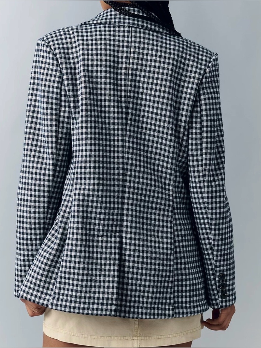 NEW Avec Les Filles Double-Breasted Knit Plaid Blazer SMALL - Picture 2 of 2
